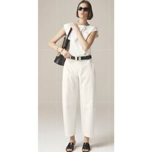 J.Crew Lasso Barrel Leg Pants Womens 28 White Cotton-Linen Blend Tapered CK354